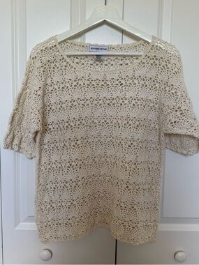 Vintage Jennifer Moore Crochet Sweater Size M-L Summer Beach Vacation Boho
